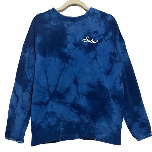 Philip Huang Camo Indigo Organic French Terry Sweatshirt Mens Size Small - Picture 1 of 11